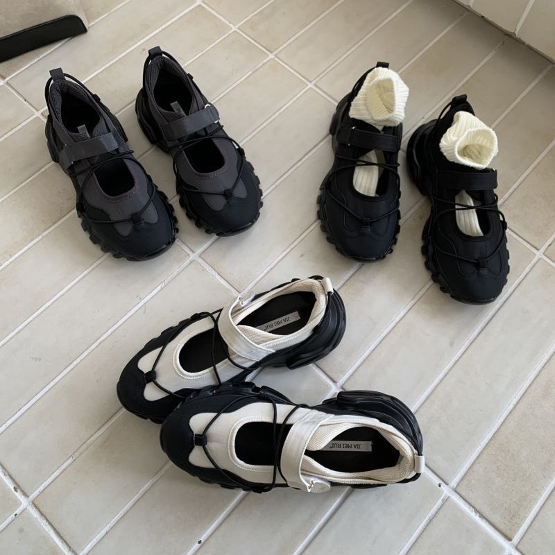 Men Shoes Velcro - Sporty Chunky Platform Mary Jane Shoes