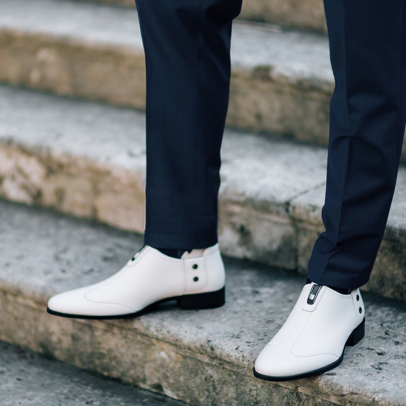 Men Shoes For Office Work - White Men'S Soft Leather Casual Loafers