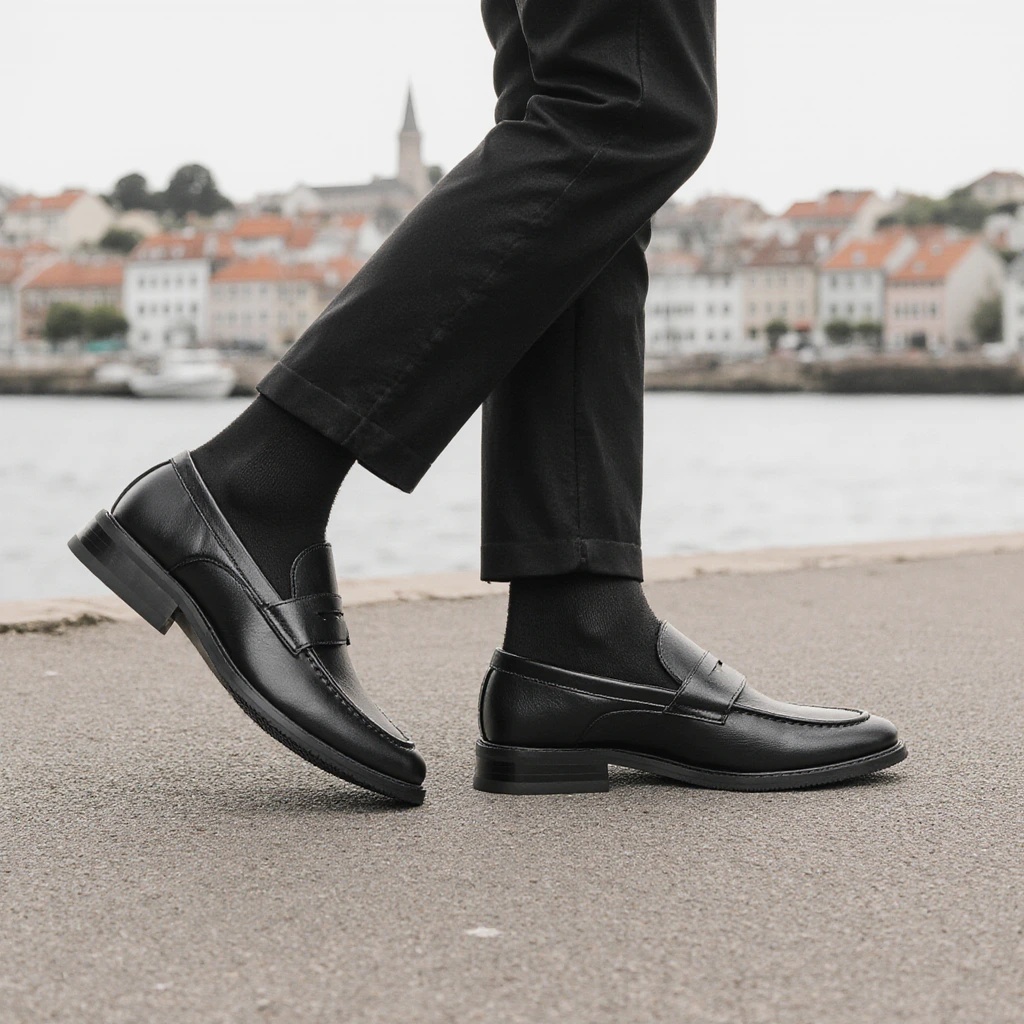 Men's Black Penny Loafers Clas - đánh giá và giá Men Shoes For Office Work