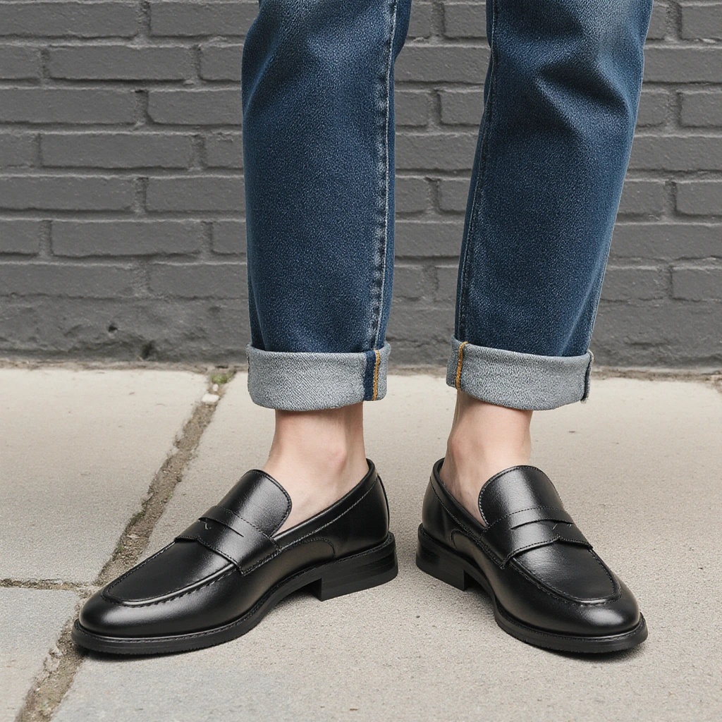 Men's Black Penny Loafers Clas - đánh giá và giá Men Shoes For Office Work