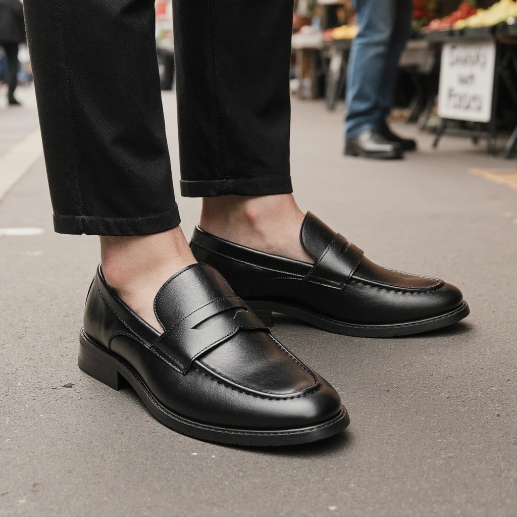 Men's Black Penny Loafers Clas - đánh giá và giá Men Shoes For Office Work