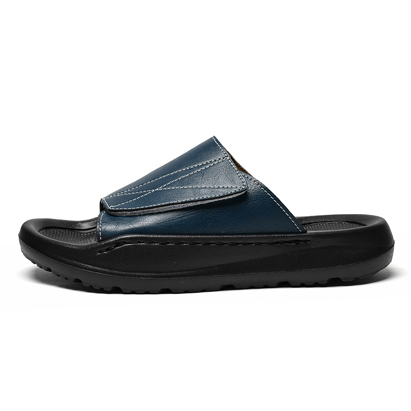 Easy-top Leather Slide Slipper - đánh giá và giá Men Shoes Velcro