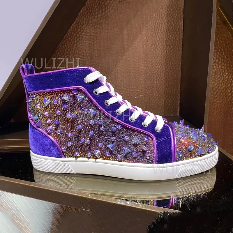 Dark Purple Crystal Rivet Men  - đánh giá và giá Men Shoes Runners