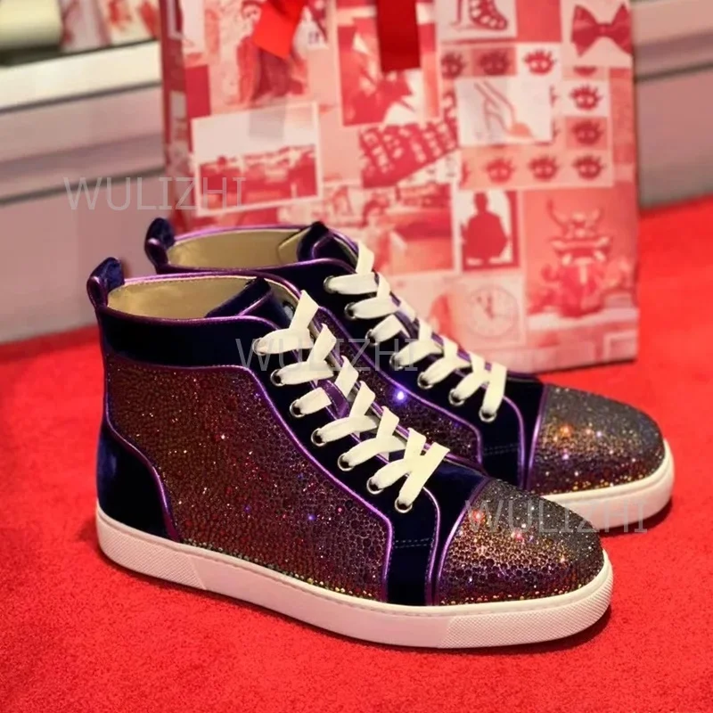 Dark Purple Crystal Rivet Men  - đánh giá và giá Men Shoes Runners