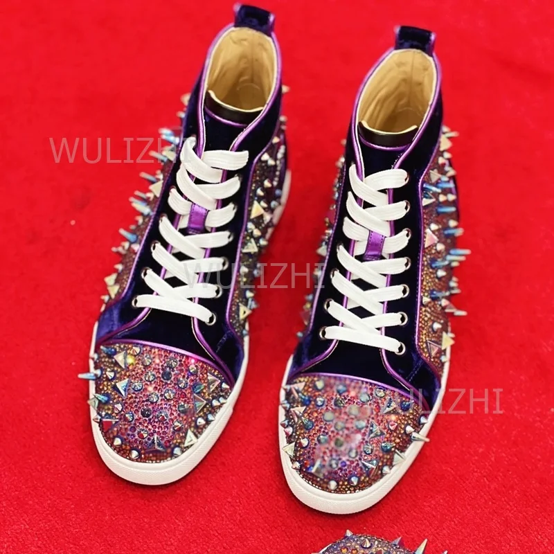 Dark Purple Crystal Rivet Men  - đánh giá và giá Men Shoes Runners